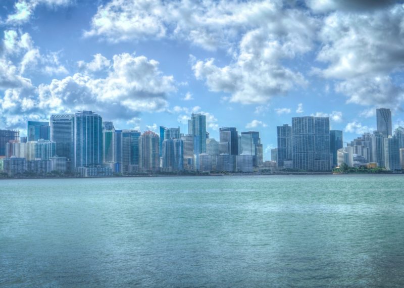 Miami buildings in picture in ocean