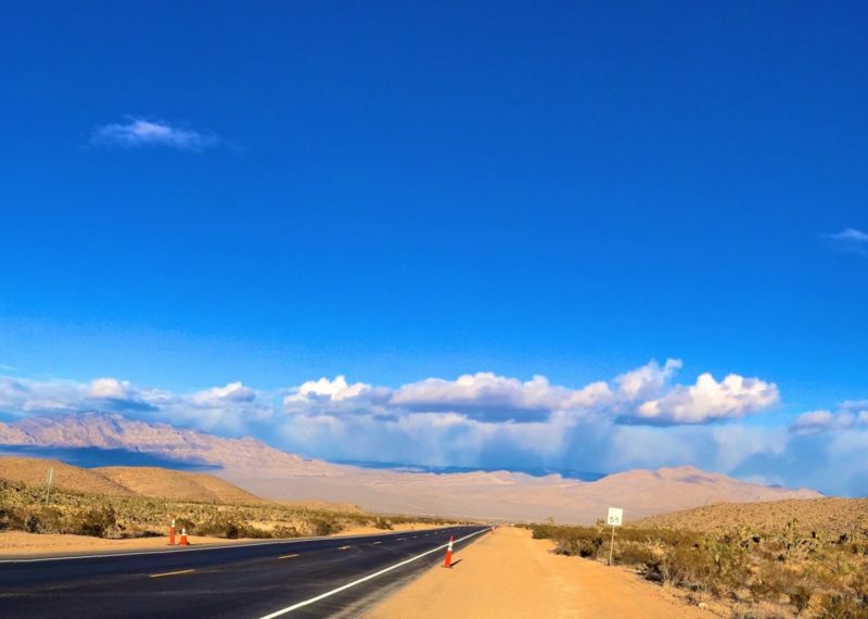 desert route with blue sky