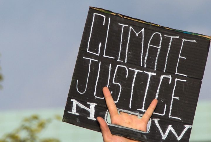 Climate Justice Now sign
