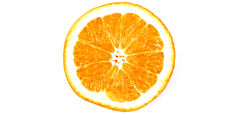 half of orange with white background