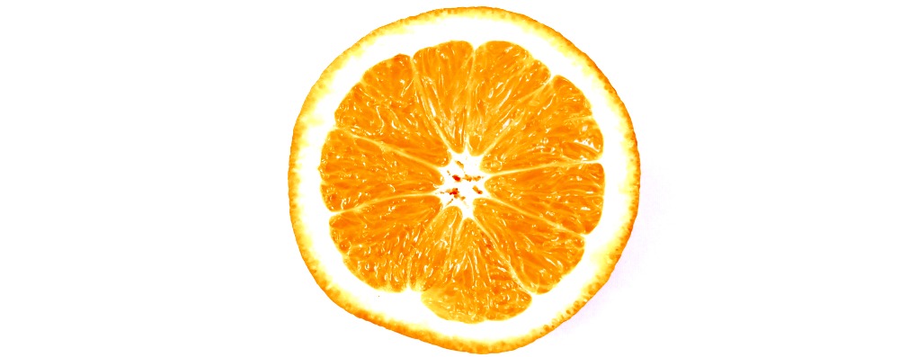 half of orange with white background