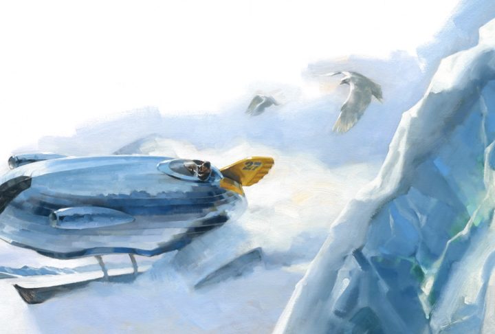 ilustration Singleton’s 4640 D-Class Snow Tracker traverses the ice.