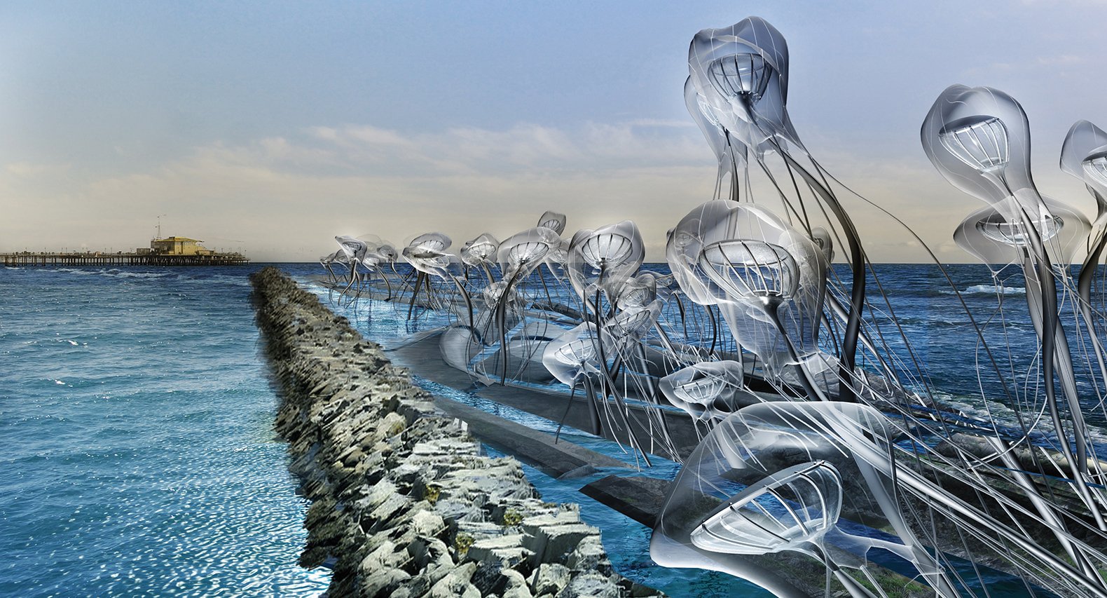 rendering of jellyfish above getty