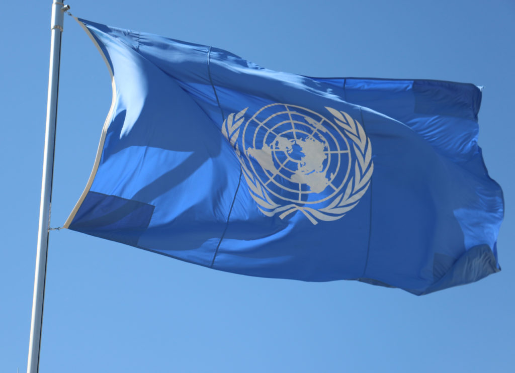 UN Flag flying in the wind