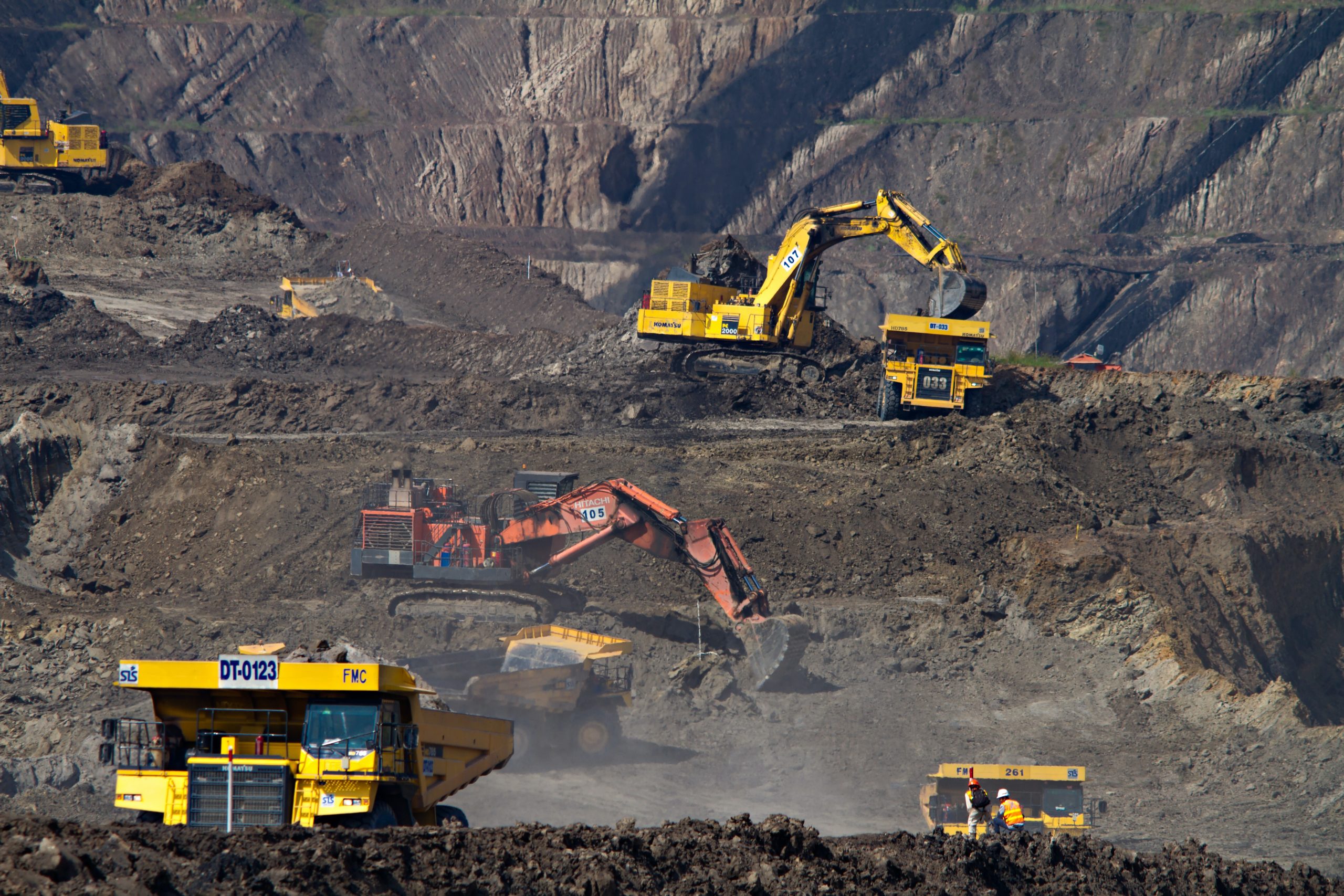 excavators at mining area