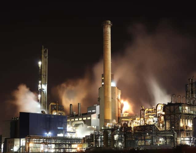 refinery pollution at night