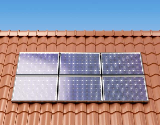 solar panels over a tile roof