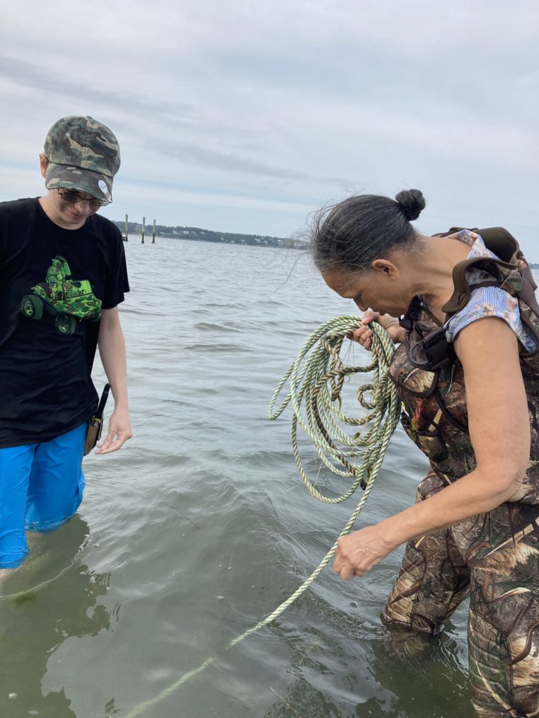 Danielle Hopson Begun planting kelp in Shinnecock Bay. 