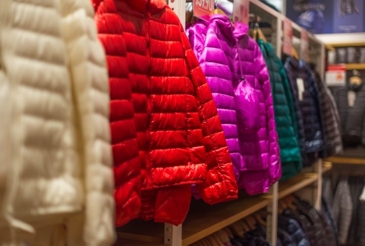 bright colored down jackets