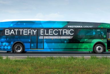 Battery Electic bus advertising. electric vehicle