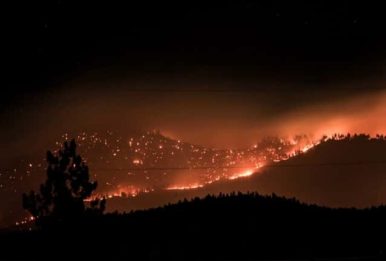 wildfire on hills during the night