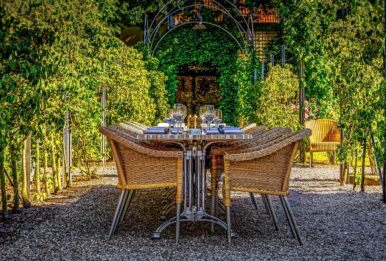 Outdoor dining table and chairs