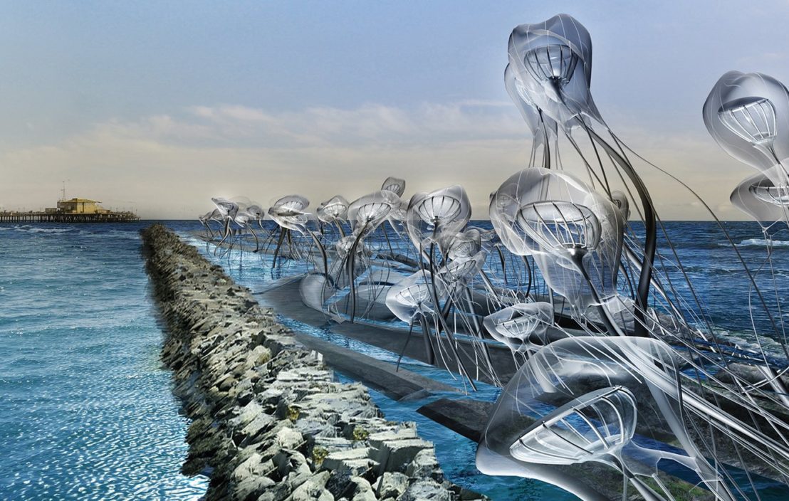 rendering of jellyfish above getty
