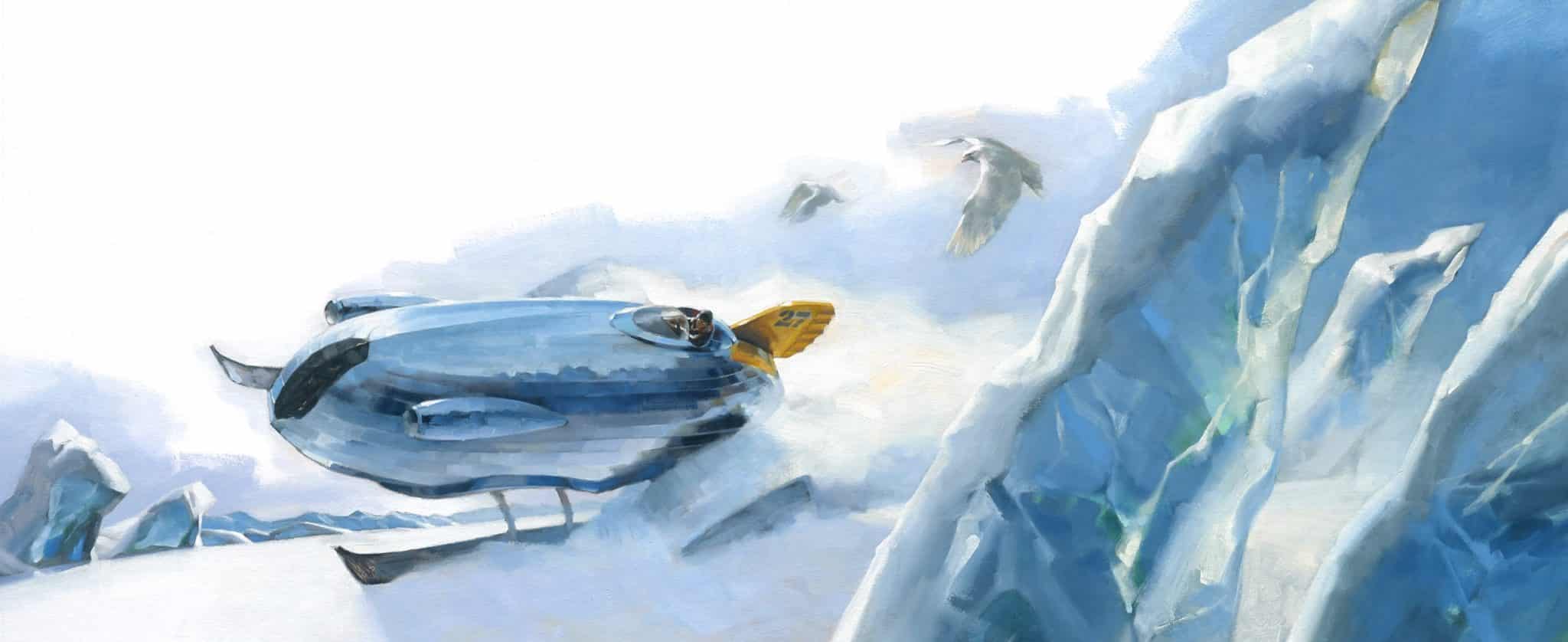 ilustration Singleton’s 4640 D-Class Snow Tracker traverses the ice.